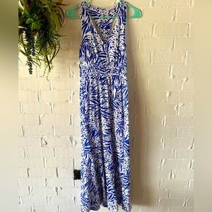 Sincerely Jules Blue and White Print Sleeveless Maxi Dress